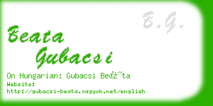 beata gubacsi business card